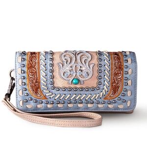 Montana West Embroidered Collection Wallet, Khaki